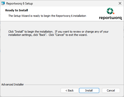 The setup wizard ready to install page, with the Install button